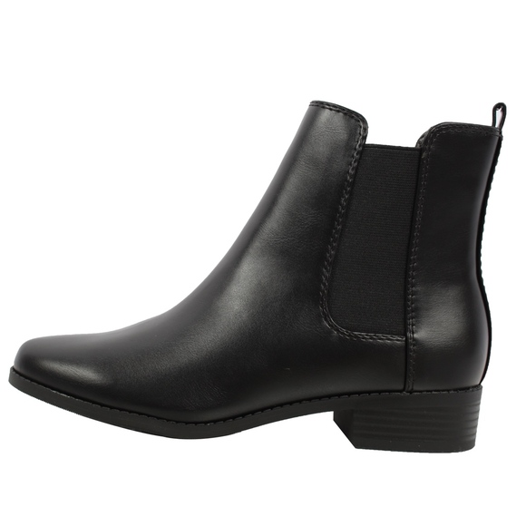 Black faux leather Chelsea Dress Short Boot - Picture 2 of 8